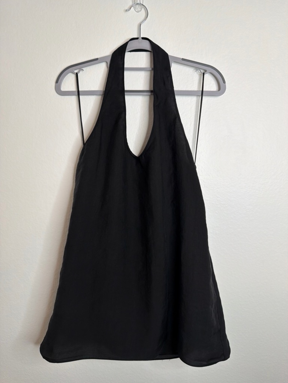 Zara Black Halter Open Back Draped Top